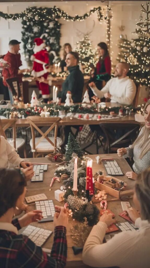 People playing the Christmas Movie Quote Challenge, a fun Christmas party game and one of the best Christmas games for adults and kids